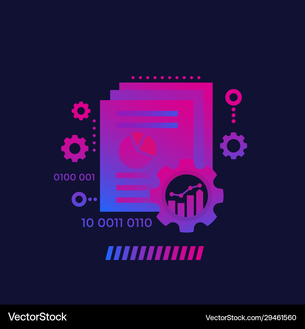 Data processing analytics and analysis vector image