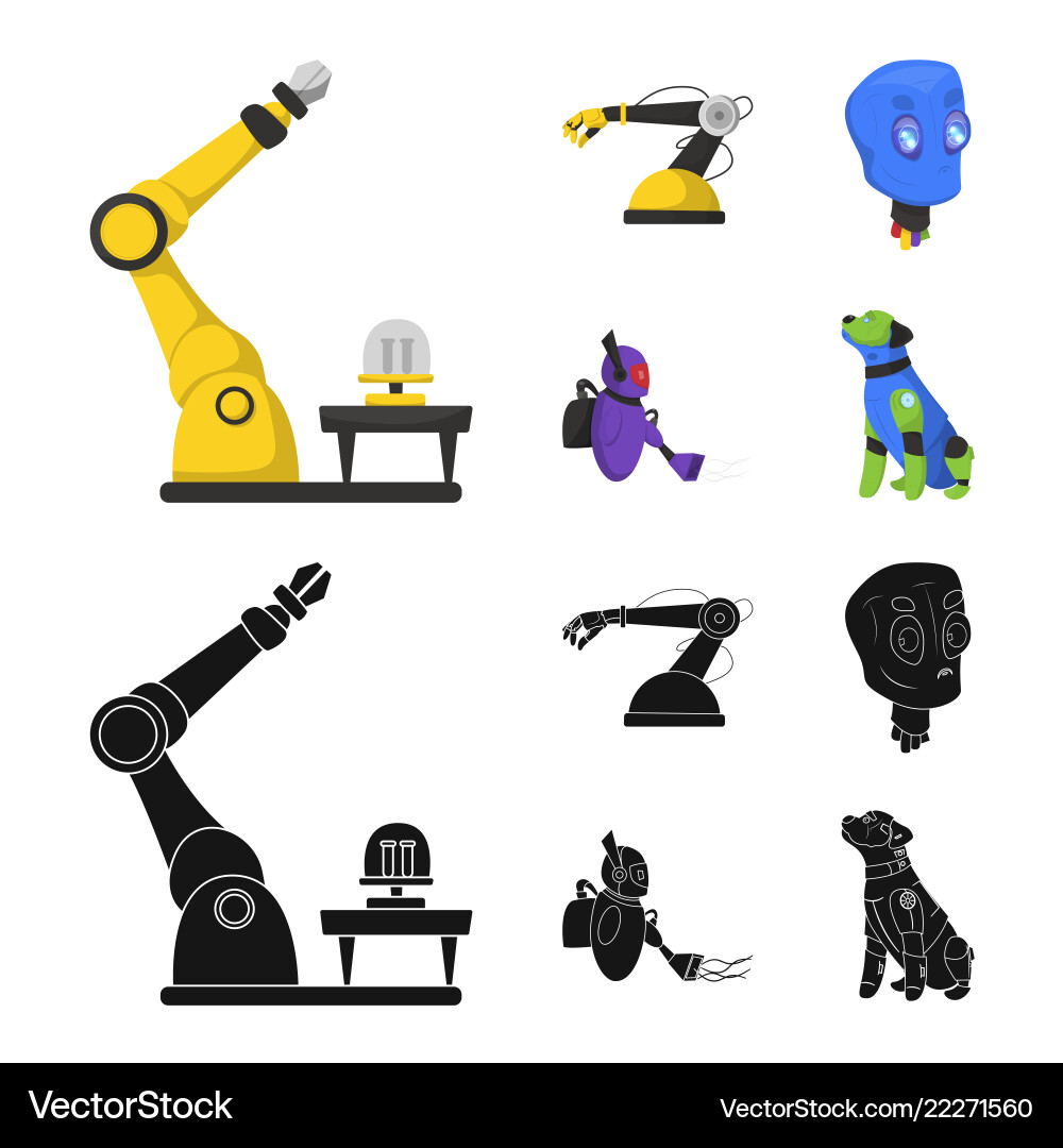 Design of robot and factory symbol set Design of robot and factory symbol set vector image