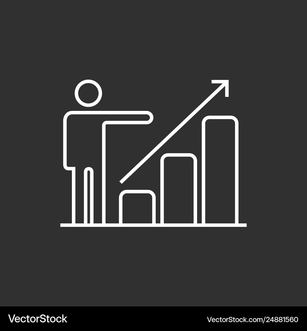 Growing business urning man graph icon Growing business urning man graph icon vector image