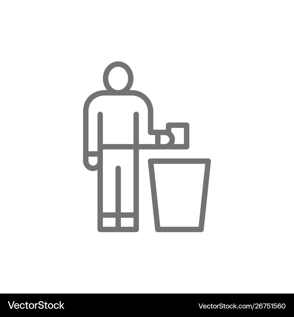 Man throwing out garbage trash line icon Man throwing out garbage trash line icon vector image