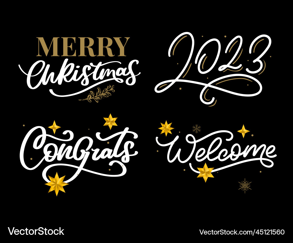 Merry christmas set 2023 happy new year Merry christmas set 2023 happy new year vector image