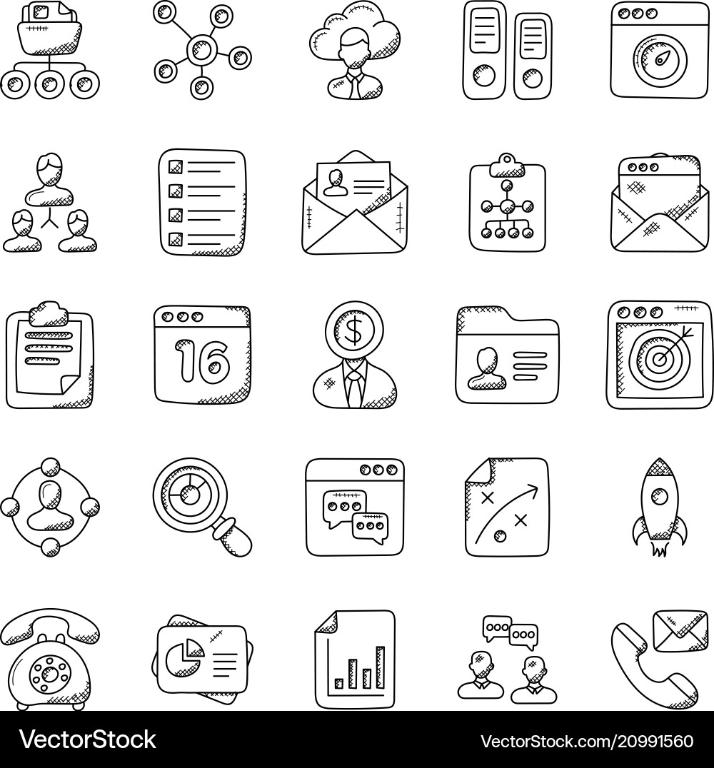 Projektmanagement Doodle Icons Projektmanagement Doodle Icons vektorbild