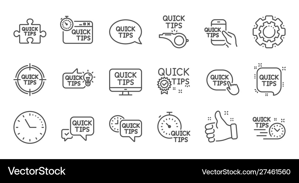 Quick tips line icons helpful tricks solution Vector Image