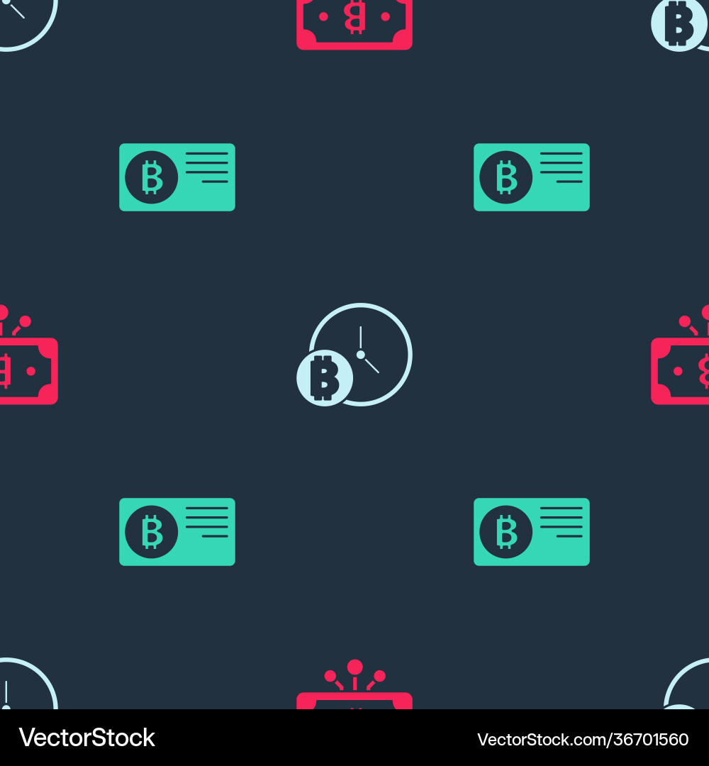 Set bitcoin with circuit clock and credit card Set bitcoin with circuit clock and credit card vector image
