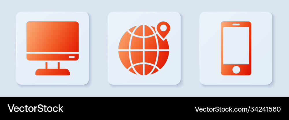 Set location on globe computer monitor screen Set location on globe computer monitor screen vector image