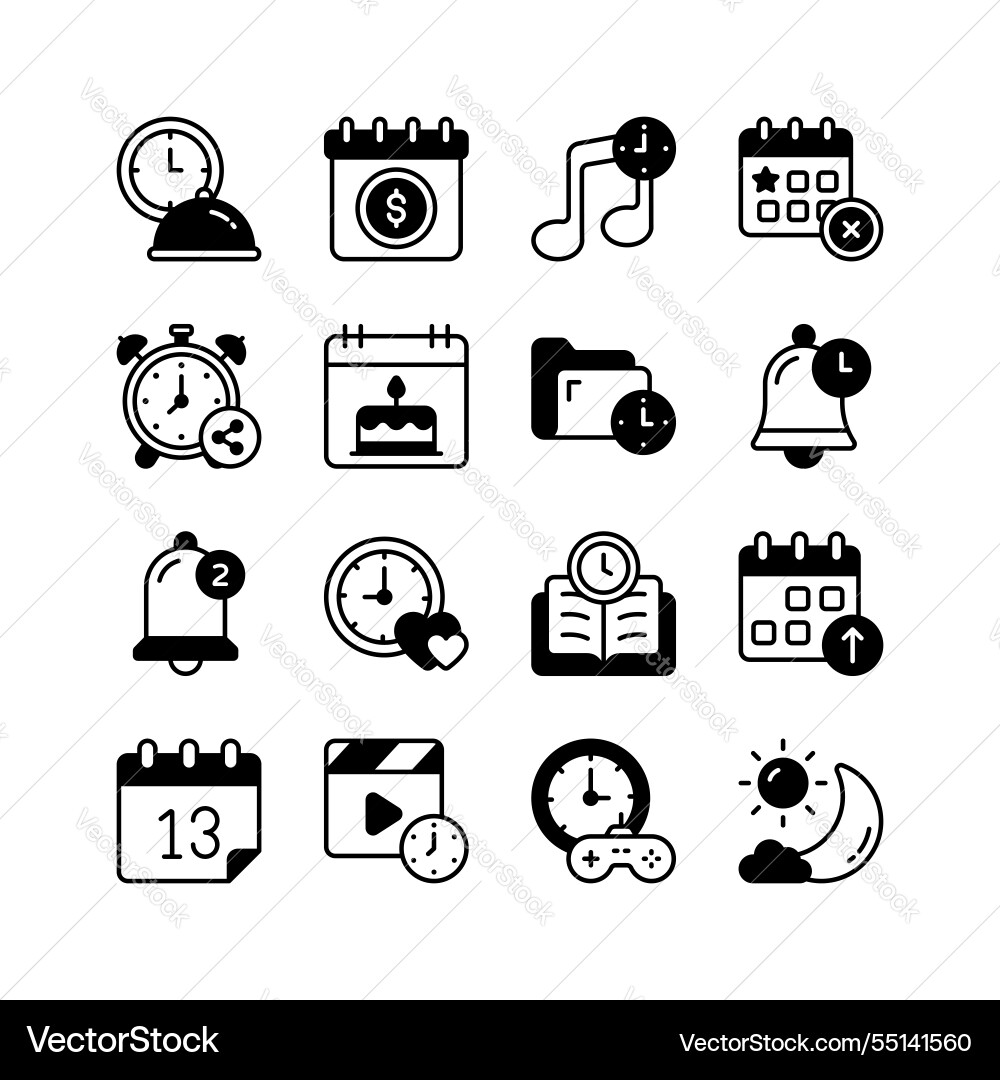 Set of icons for scheduling time management Set of icons for scheduling time management vector image