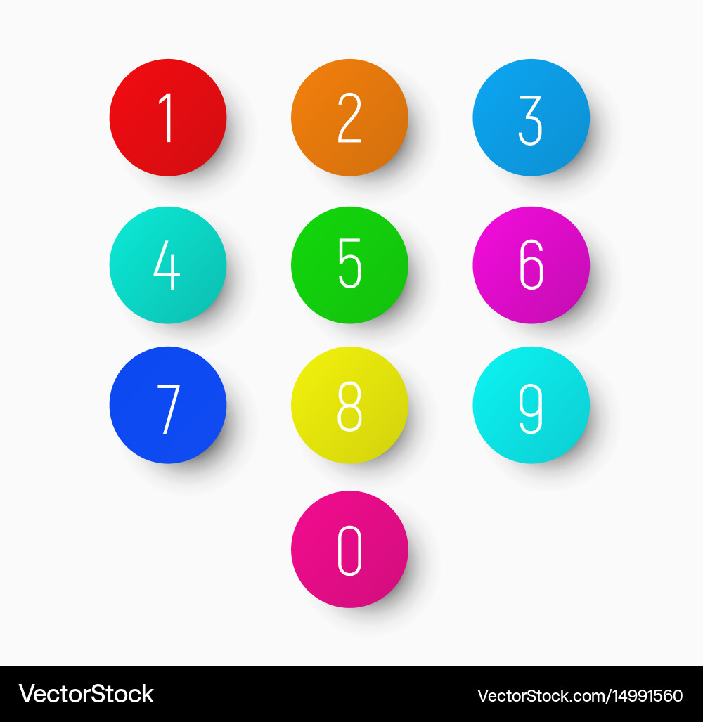 Set of Numbers 1-9 Round Buttons vector image