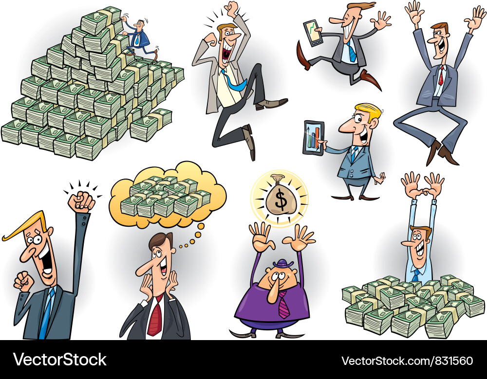Success in business cartoon set Vector Image