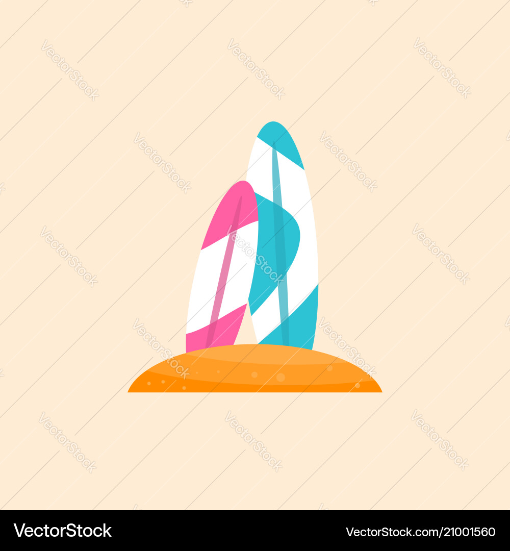 Surfboard flat material design object Surfboard flat material design object vector image