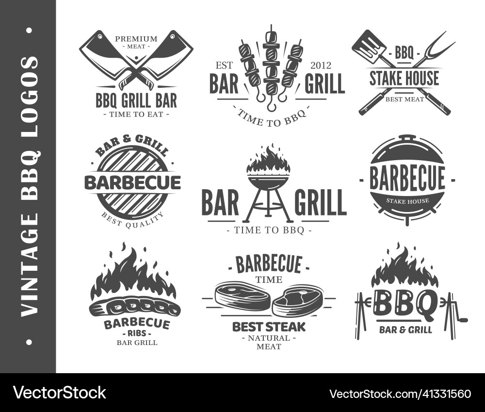 Vintage BBQ Grill Labels Vector Image