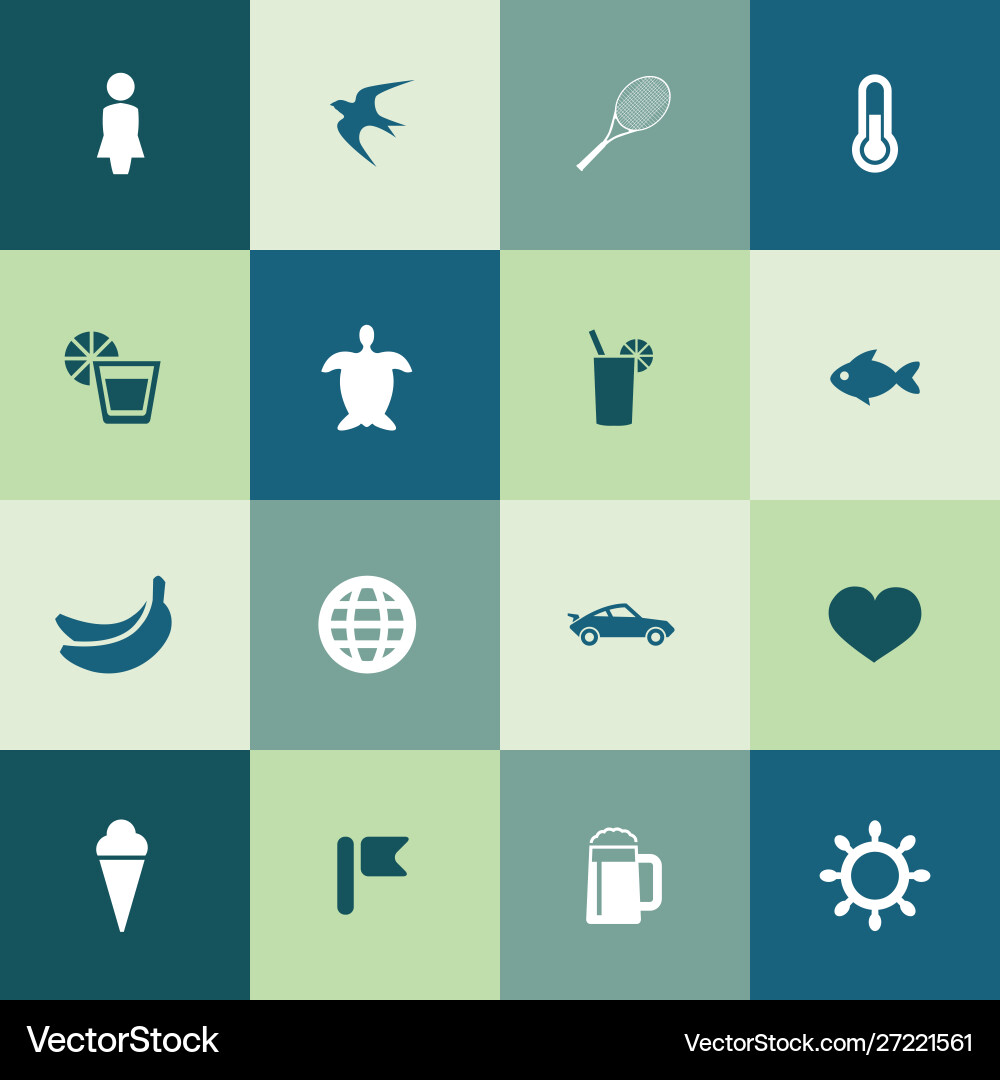 Beach icons universal set for web and ui vector image