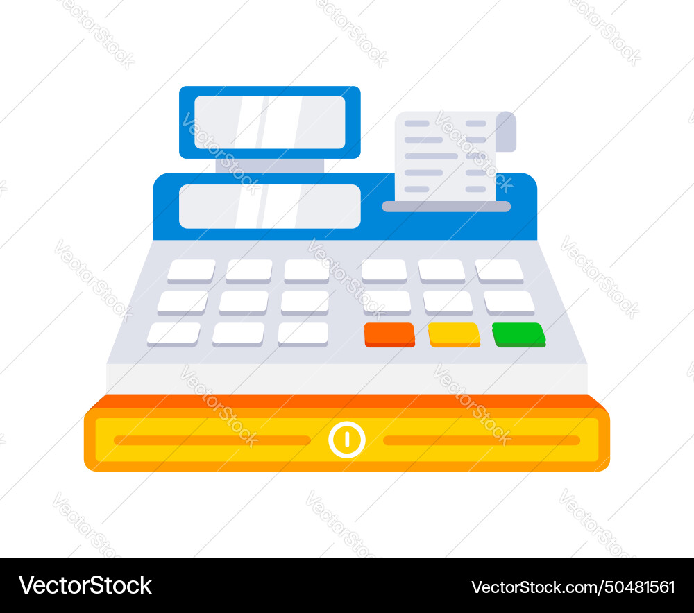 Cash register with a paper check machine Cash register with a paper check machine Vector Image