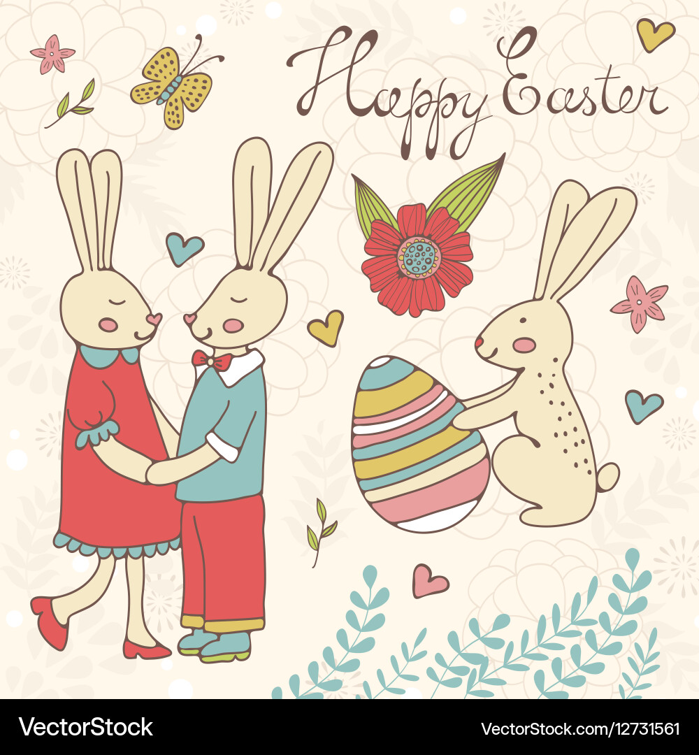 Colorful easter related elements collection Vector Image