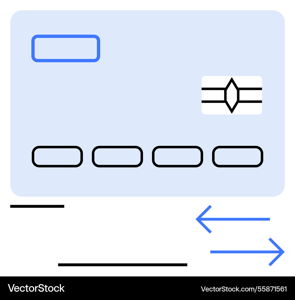 Digital payment card with arrows representing Vector Image