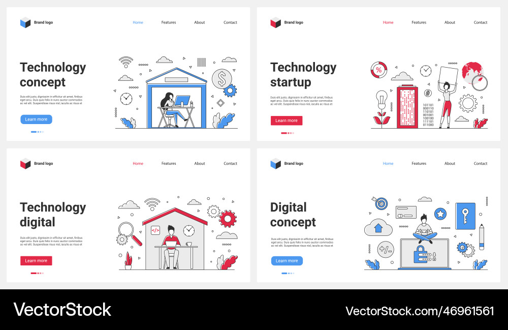 Digital startup technology freelance and telework vector image