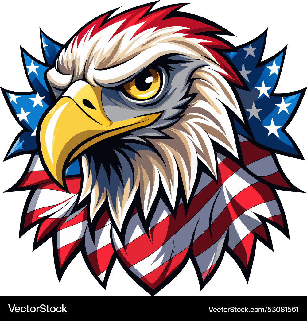 Eagle head with american flag pattern Royalty Free Vector