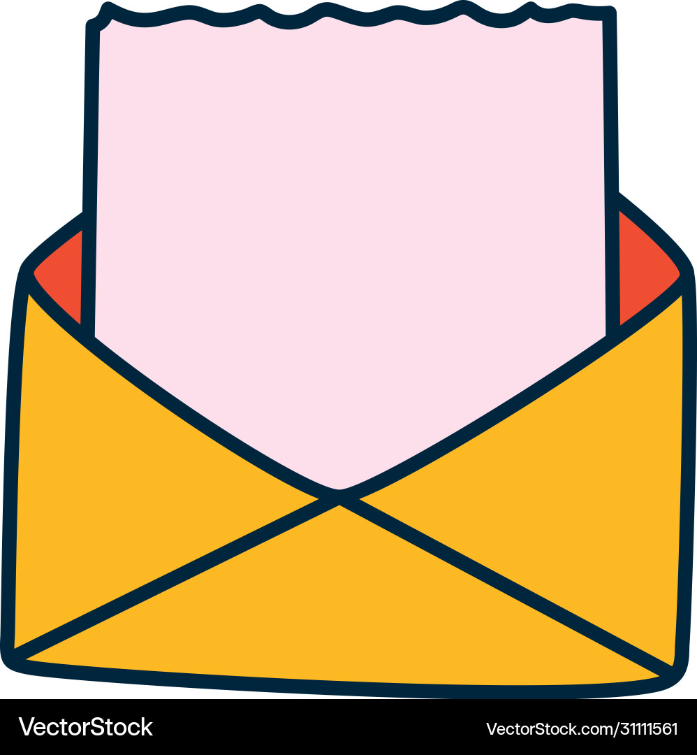 Envelope with blank document icon line and fill vector image