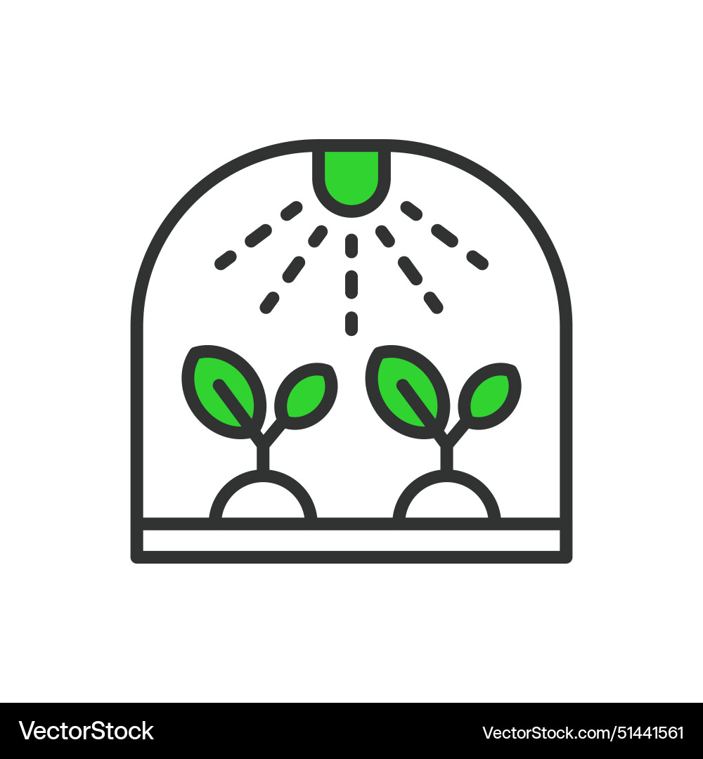 Greenhouse plants in line design green Royalty Free Vector