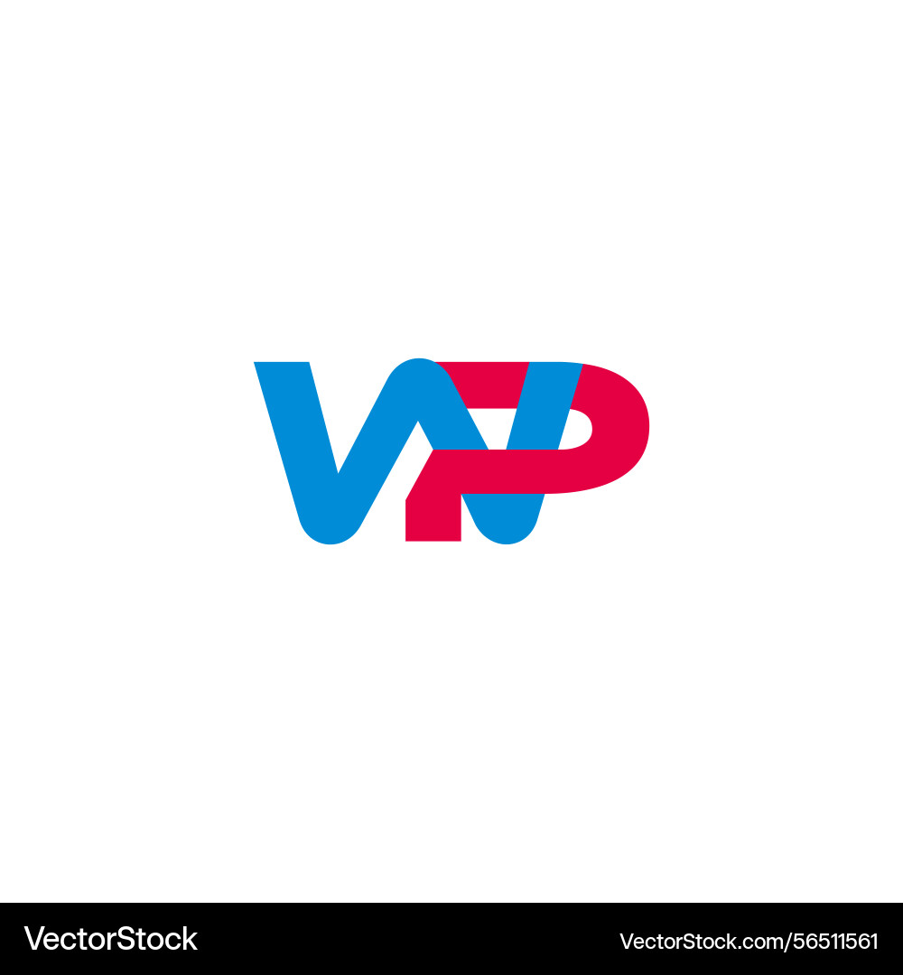 Letters wp linked pverlap simple font logo Letters wp linked pverlap simple font logo vector image