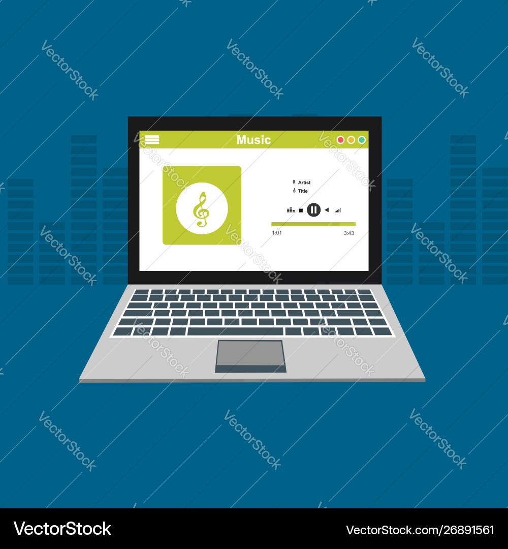 Media player application app template with flat Media player application app template with flat vector image