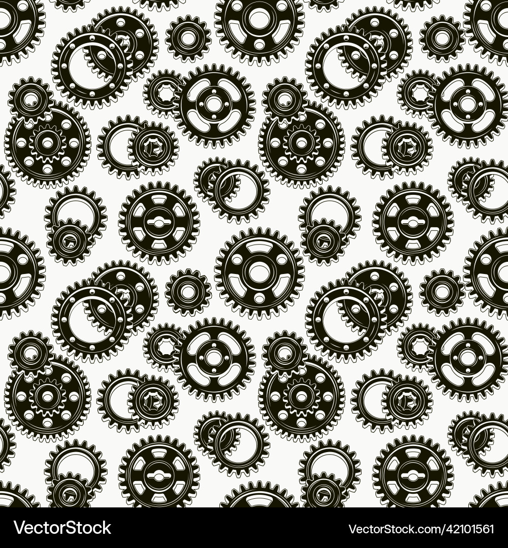 Monochrome seamless mechanical pattern with gears Monochrome seamless mechanical pattern with gears vector image