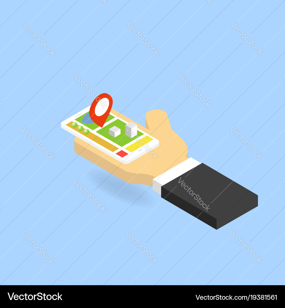 Navigation system of the smartphone in hand Vector Image