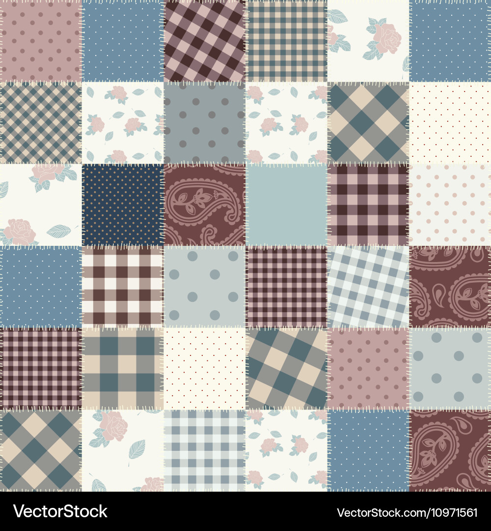 Patchwork of a fabric squares Vector Image