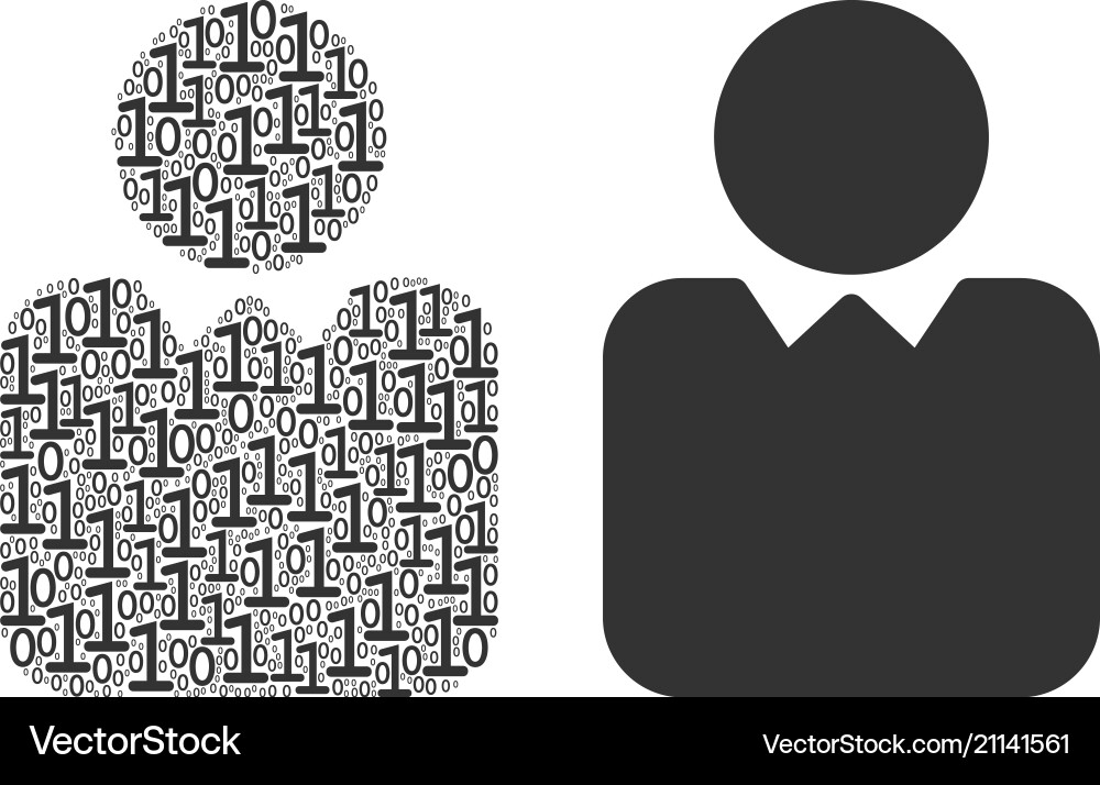 Person composition of binary digits Person composition of binary digits vector image