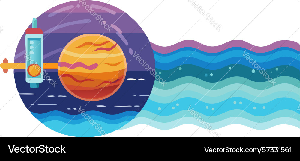 Planet with data stream cosmic information flow vector image