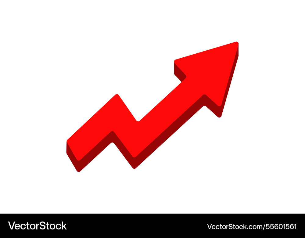 Red zigzag arrow pointing upward vector image