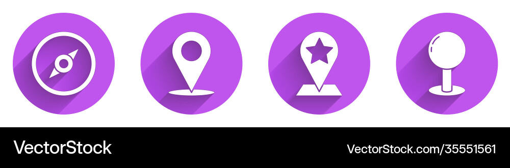 Set compass location map pointer with star Set compass location map pointer with star vector image
