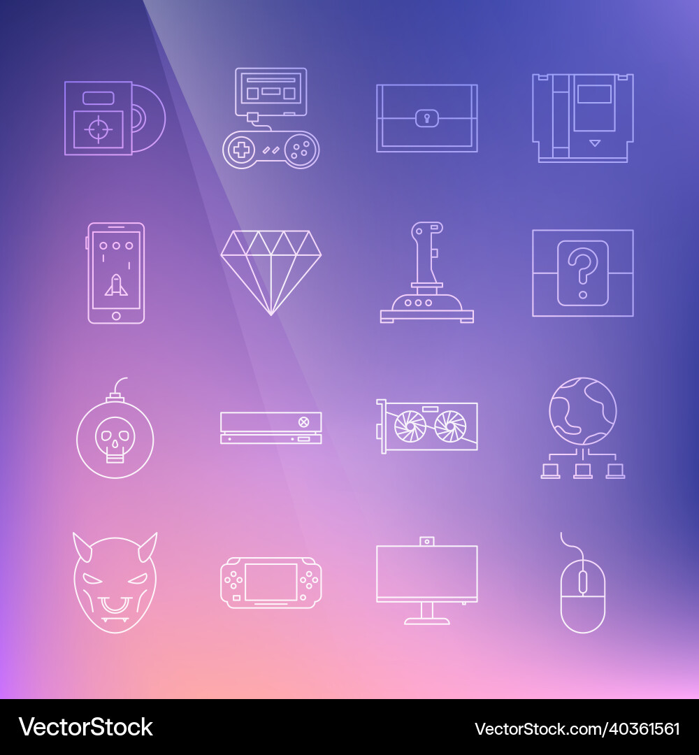 Set line computer mouse network mystery random Set line computer mouse network mystery random vector image