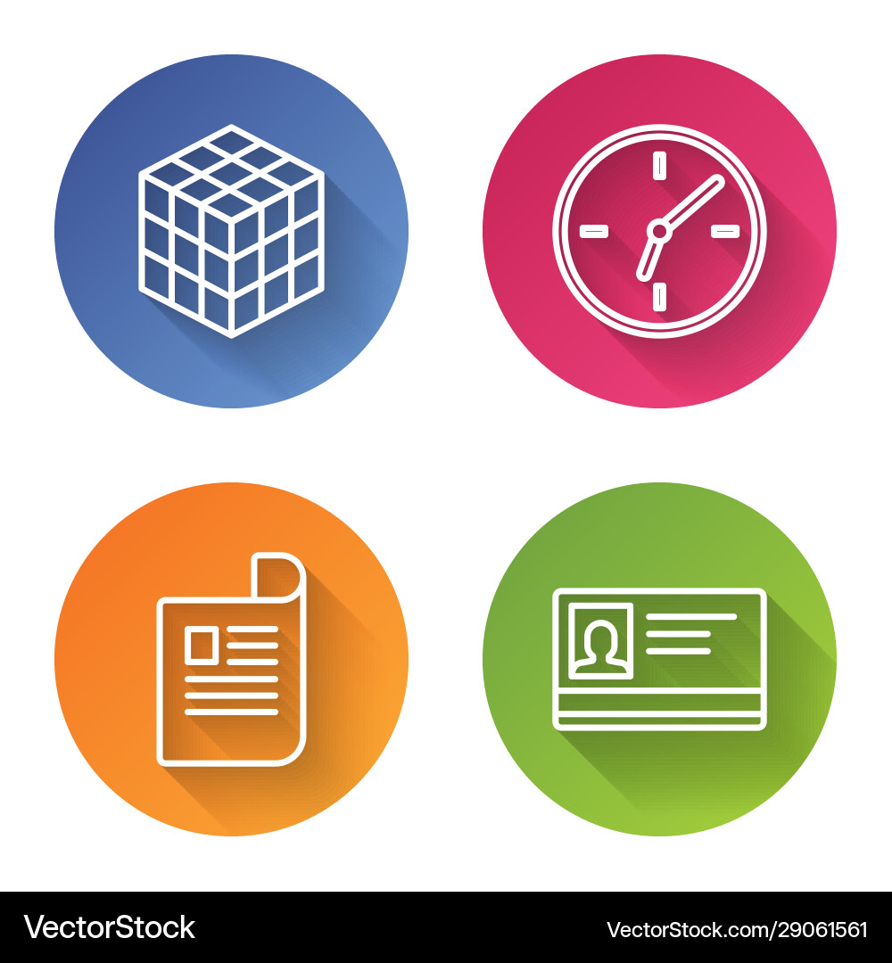 Set line rubik cube clock document Set line rubik cube clock document Vector Image