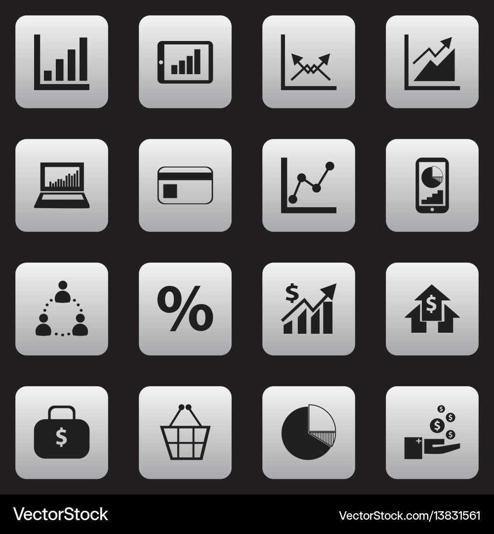 Set of 16 editable analytics icons includes Set of 16 editable analytics icons includes vector image
