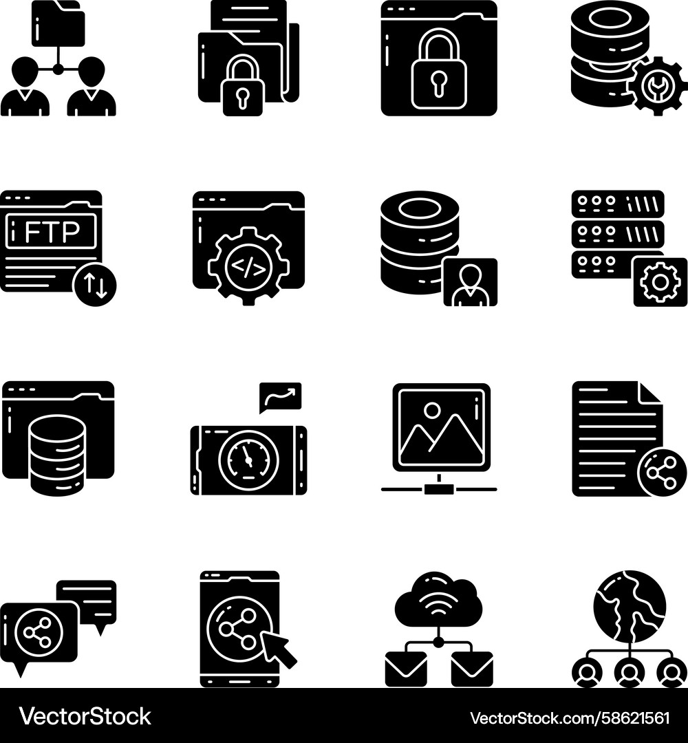 Set of server and network solid icons Vector Image