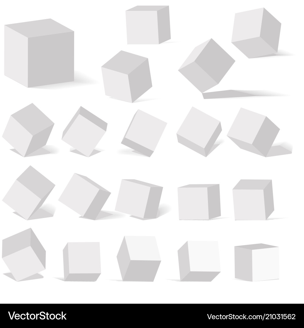 A set of cube icons with perspective 3d A set of cube icons with perspective 3d vector image