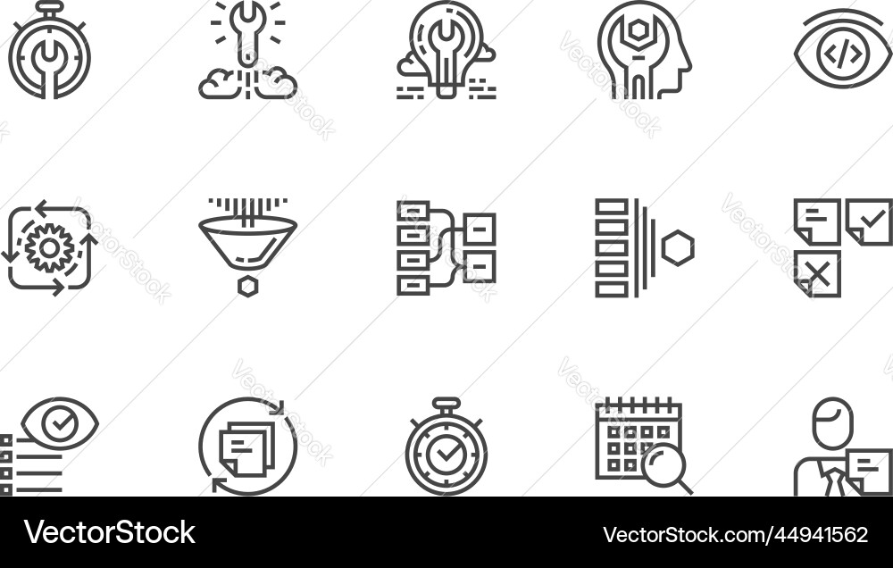 Agile development line icons set Agile development line icons set vector image