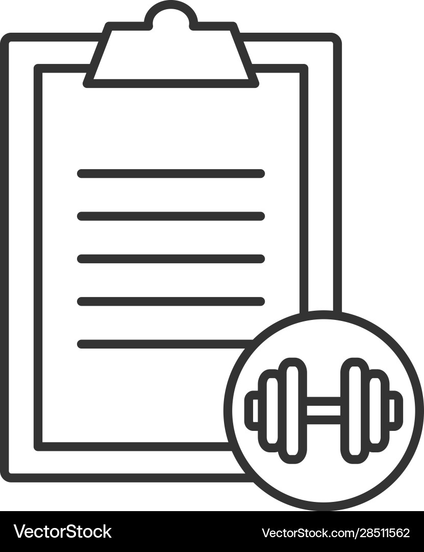 Barbell exercise guide linear icon Vector Image