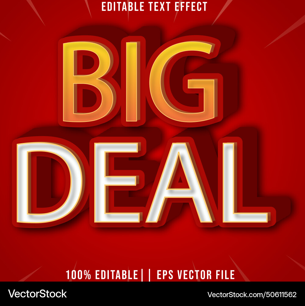 Big deal editable text effect 3d gradient style Vector Image