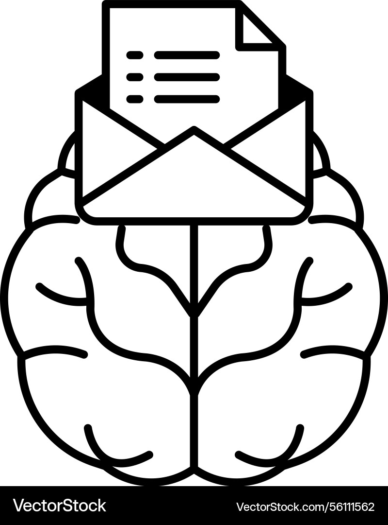 Brain with an envelope on top Brain with an envelope on top Vector Image