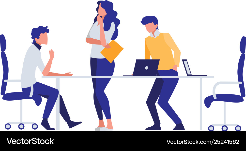 Business people teamwork in office scene Business people teamwork in office scene Vector Image