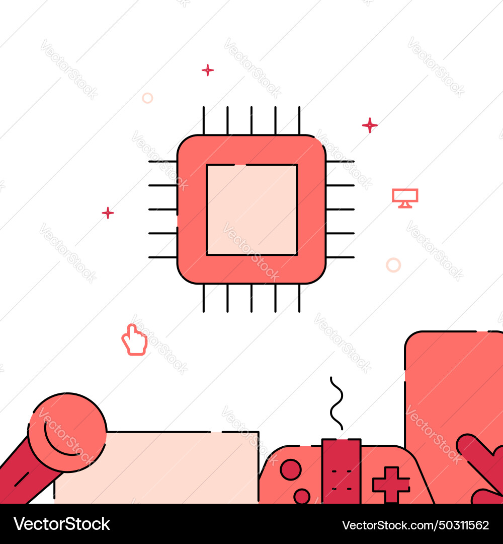 Chip microcircuit filled line icon simple Chip microcircuit filled line icon simple Vector Image