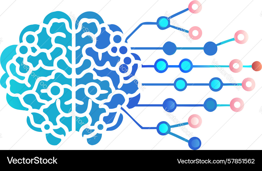 Digital brain connection advanced neural pathways vector image