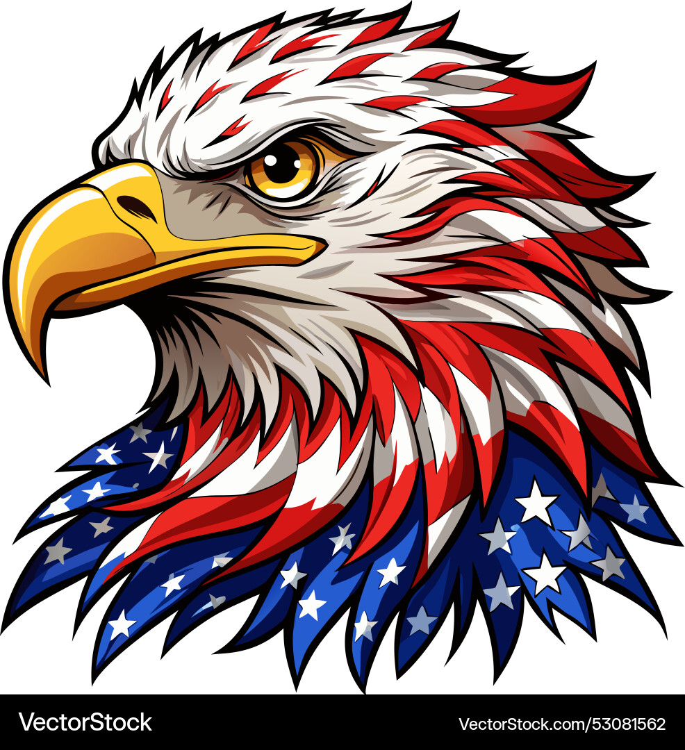 Eagle head with american flag pattern Royalty Free Vector
