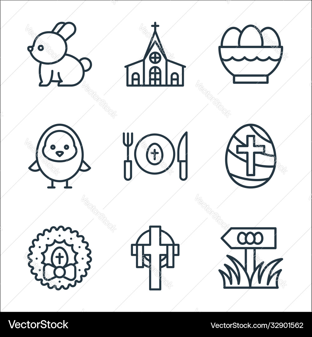 Easter line icons linear set quality Easter line icons linear set quality vector image