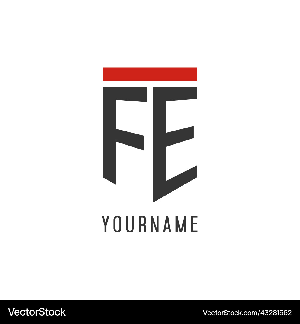 Fe initial esport logo with simple shield design Vector Image