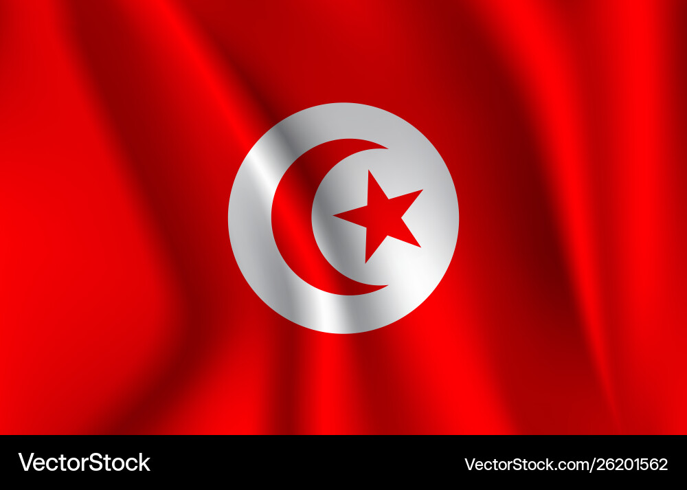 Flag tunisia realistic waving republic Flag tunisia realistic waving republic vector image