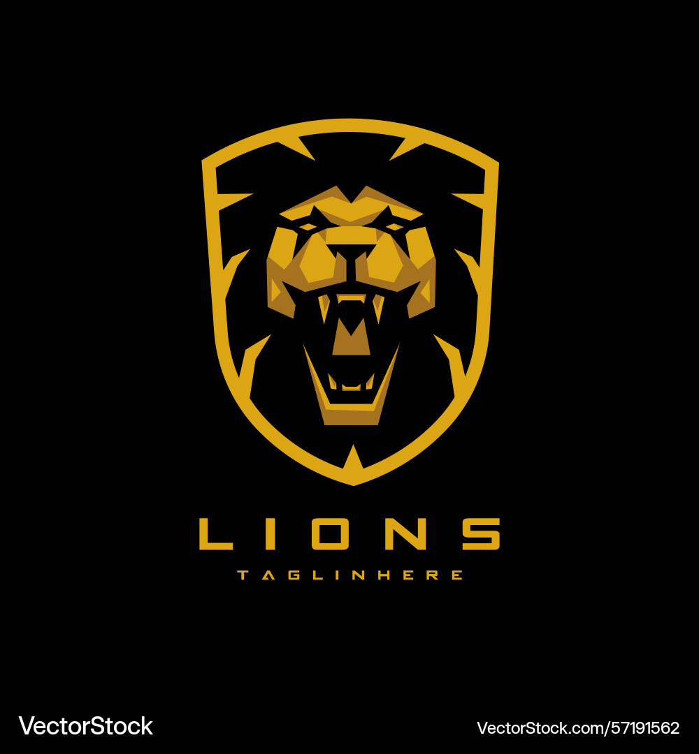 Gold roaring lion logo Gold roaring lion logo Vector Image