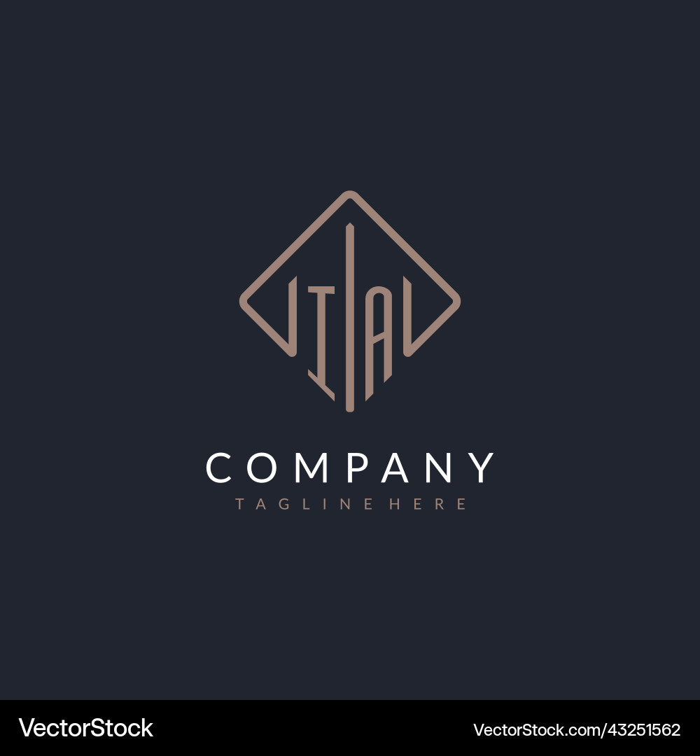 Ia initial logo with curved rectangle style design Ia initial logo with curved rectangle style design Vector Image