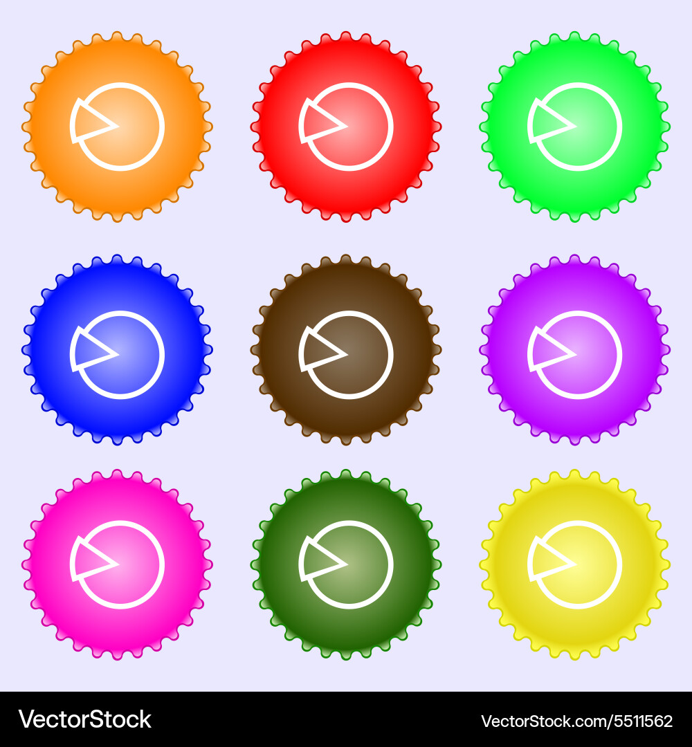Pie chart graph icon sign a set of nine different vector image